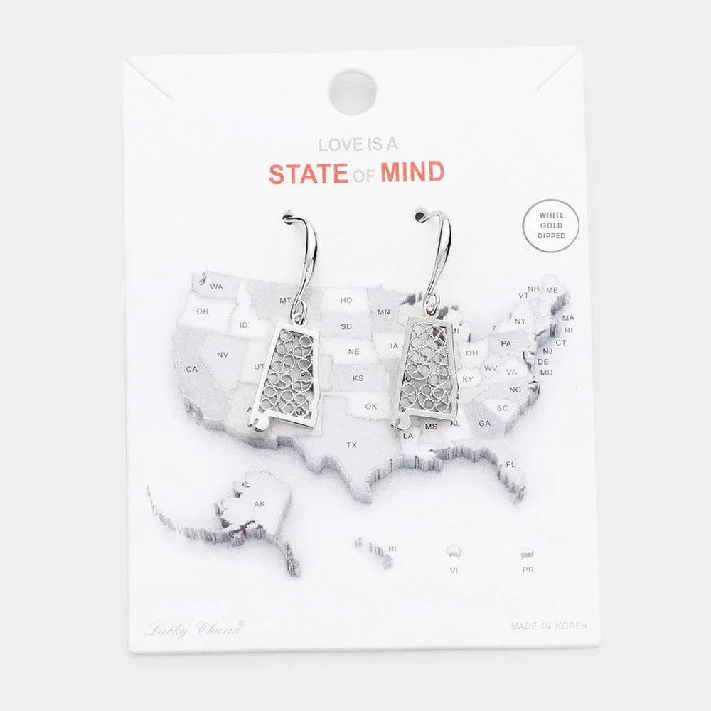 Gold White Gold Dipped Alabama State Earrings - Jewelry Store by Erik Rayo