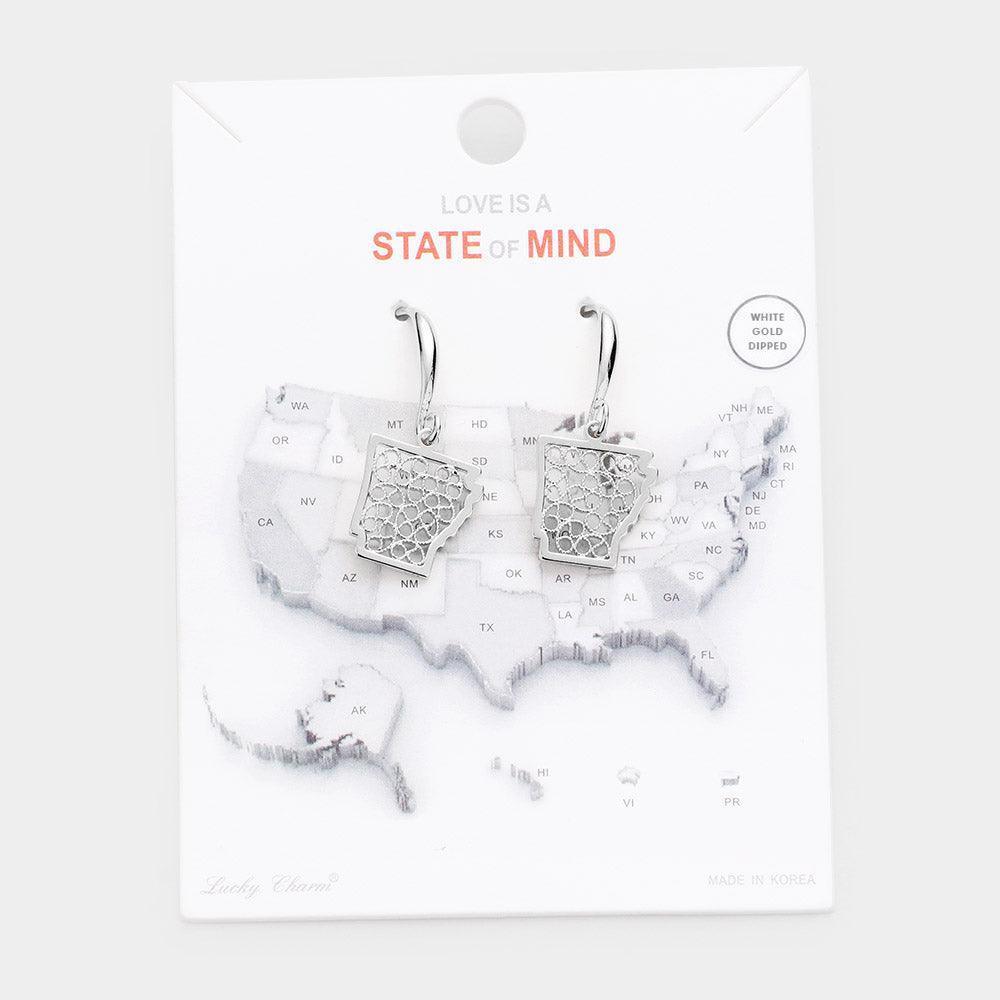 Gold White Gold Dipped Arkansas State Earrings - Jewelry Store by Erik Rayo