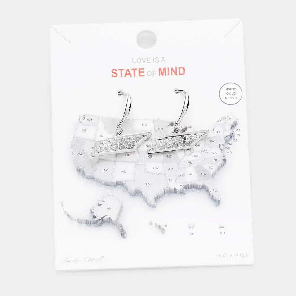 Gold White Gold Dipped Tennessee State Earrings - Jewelry Store by Erik Rayo
