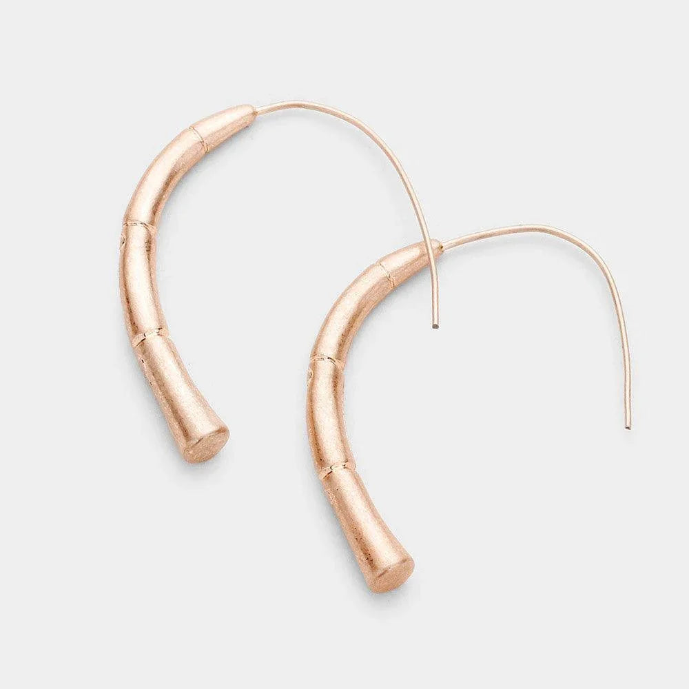 Rose Gold Stripe Textured Metal Drop Earrings - Jewelry Store by Erik Rayo
