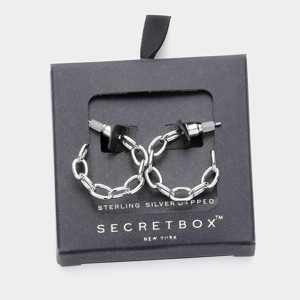 White Sterling Silver Dipped Chain Link Hoop Earrings - Jewelry Store by Erik Rayo