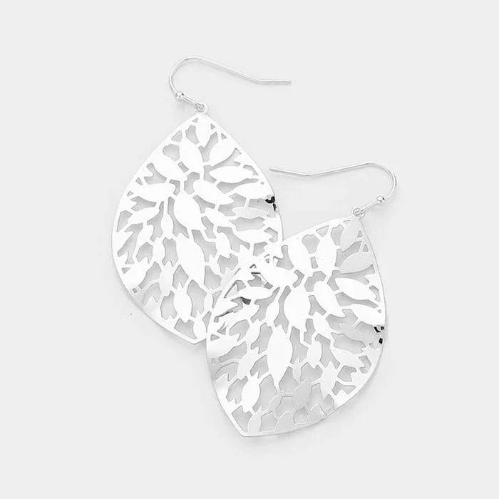 Petal Filigree Brass Metal Dangle Earrings - Jewelry Store by Erik Rayo