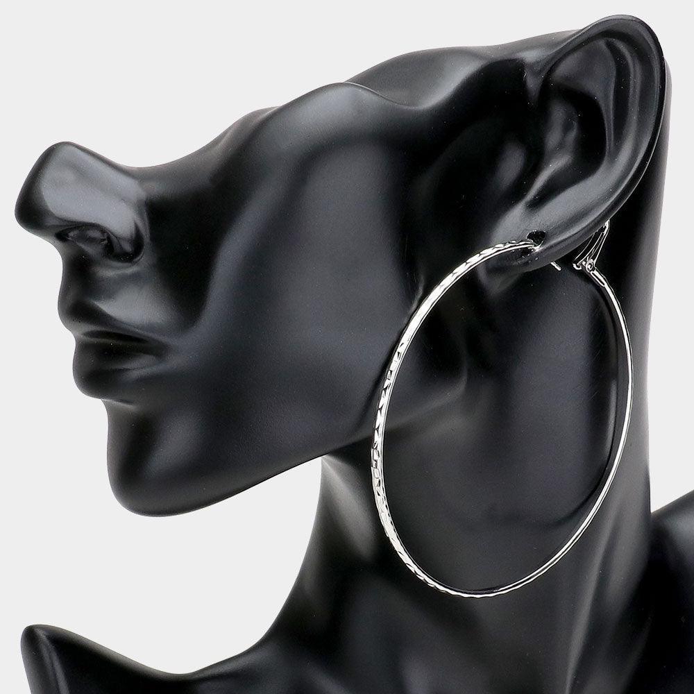 White White Gold Plated Metal Hoop Earrings - Jewelry Store by Erik Rayo