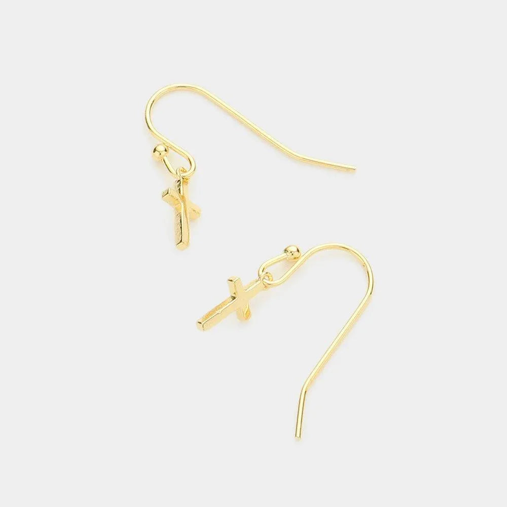 14K Gold Dipped Metal Cross Dangle Earrings - Jewelry Store by Erik Rayo