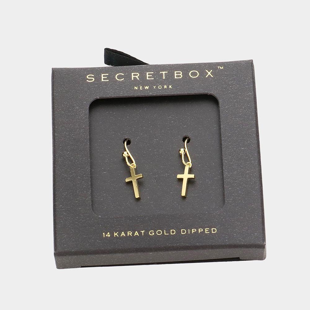 14K Gold Dipped Metal Cross Dangle Earrings - Jewelry Store by Erik Rayo