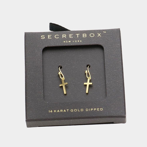 14K Gold Dipped Metal Cross Dangle Earrings - Jewelry Store by Erik Rayo