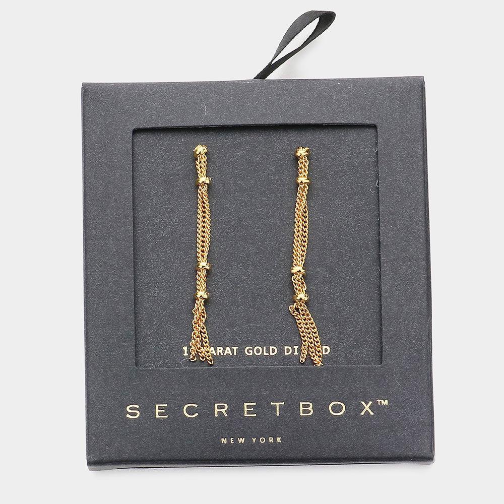 14K Gold Dipped Metal Chain Linear Dangle Earrings - Jewelry Store by Erik Rayo
