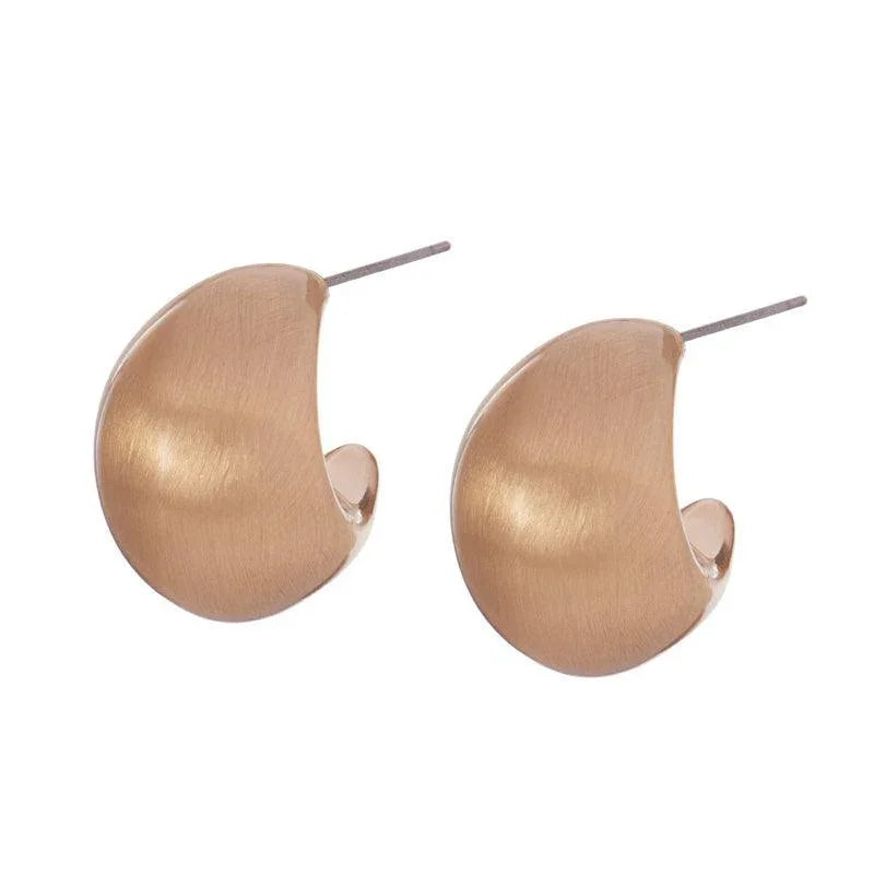 Gold Chunky Brushed Metal Hoop Earrings - Jewelry Store by Erik Rayo