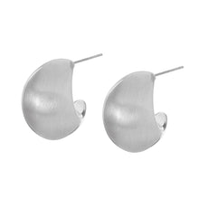 Load image into Gallery viewer, Silver Chunky Brushed Metal Hoop Earrings
