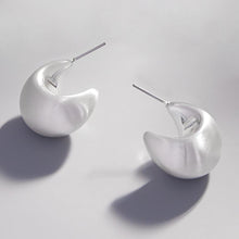 Load image into Gallery viewer, Silver Chunky Brushed Metal Hoop Earrings
