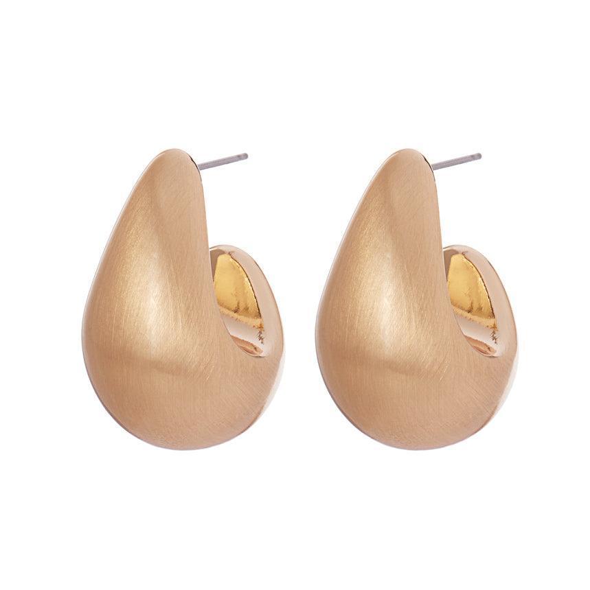 Gold Brushed Metal Teardrop Hoop Earrings - Jewelry Store by Erik Rayo