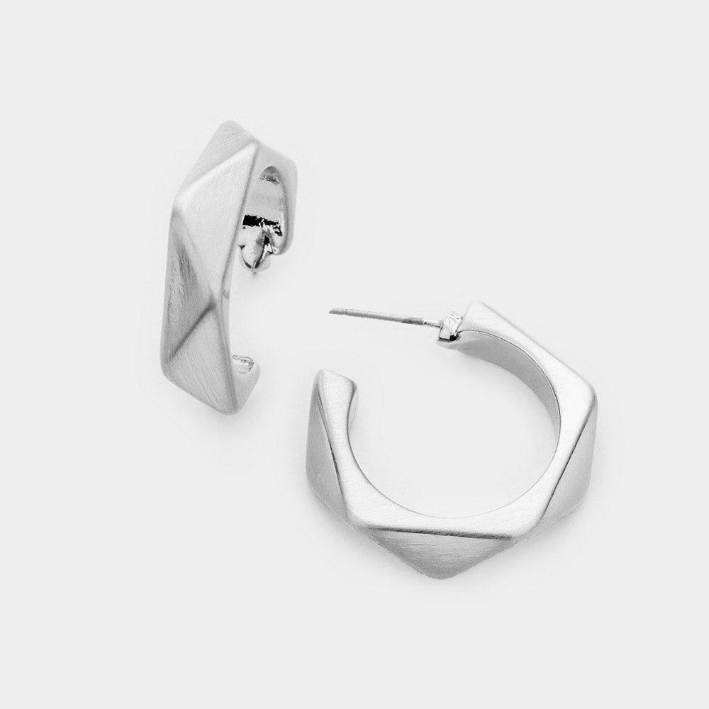 Angled Metal Hoop Earrings - Jewelry Store by Erik Rayo