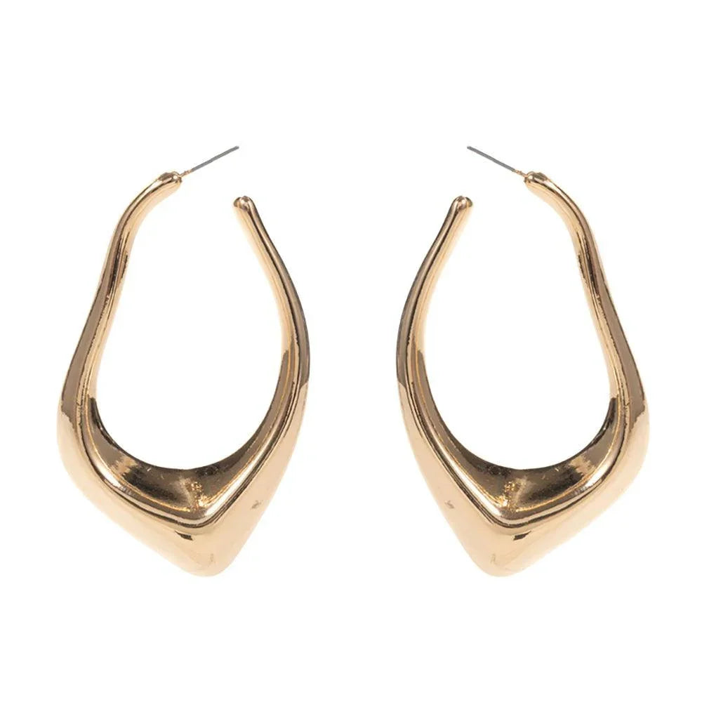 Gold Abstract Metal Hoop Earrings - Jewelry Store by Erik Rayo