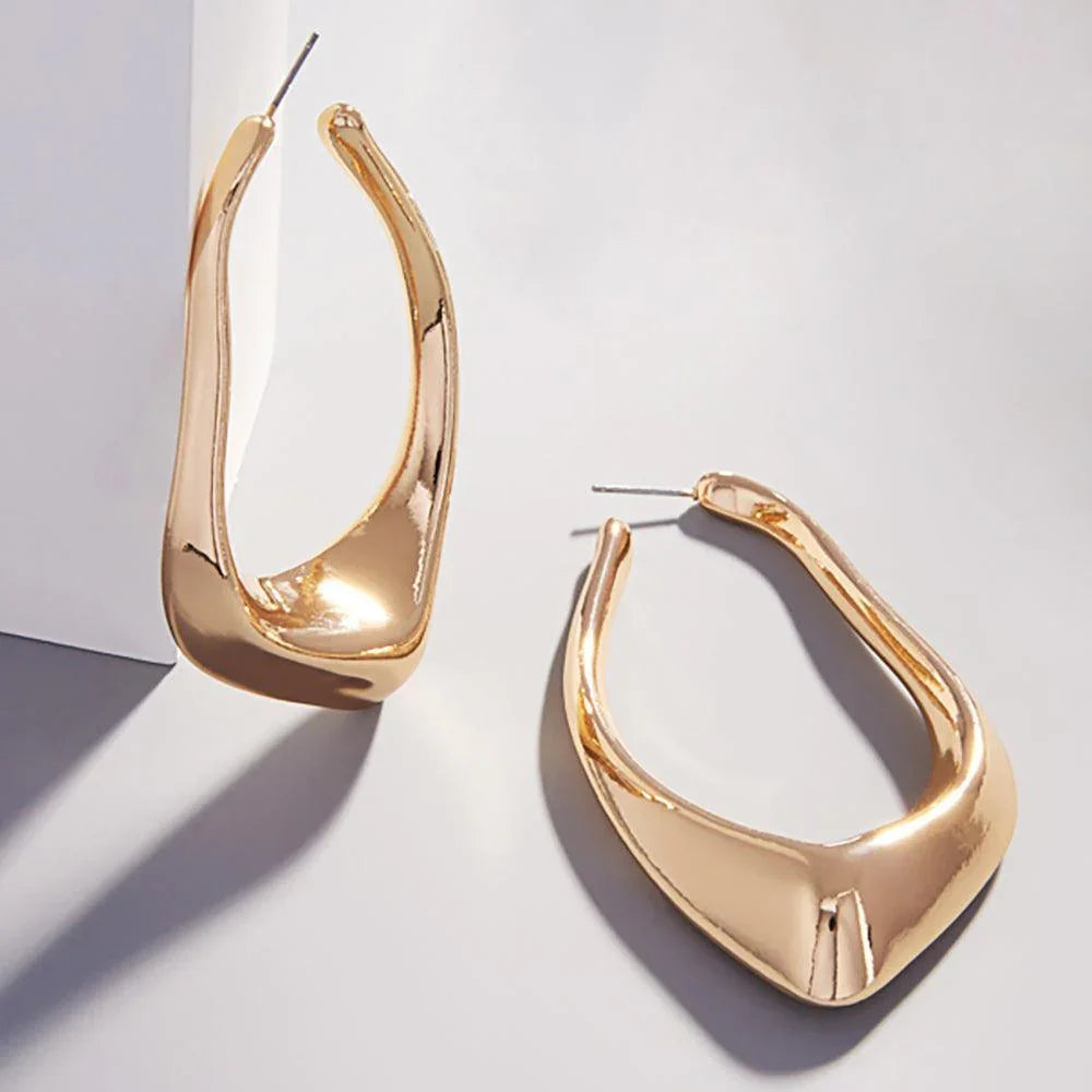 Gold Abstract Metal Hoop Earrings - Jewelry Store by Erik Rayo