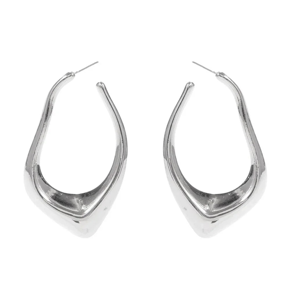 Silver Abstract Metal Hoop Earrings - Jewelry Store by Erik Rayo