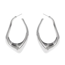 Load image into Gallery viewer, Silver Abstract Metal Hoop Earrings
