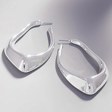 Load image into Gallery viewer, Silver Abstract Metal Hoop Earrings
