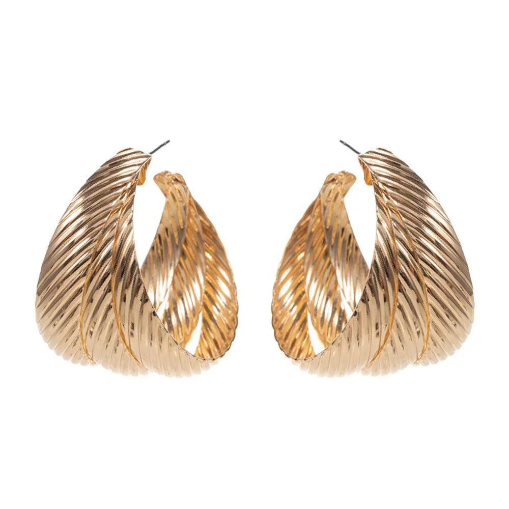 Gold Textured Metal Triple Hoop Earrings - Jewelry Store by Erik Rayo