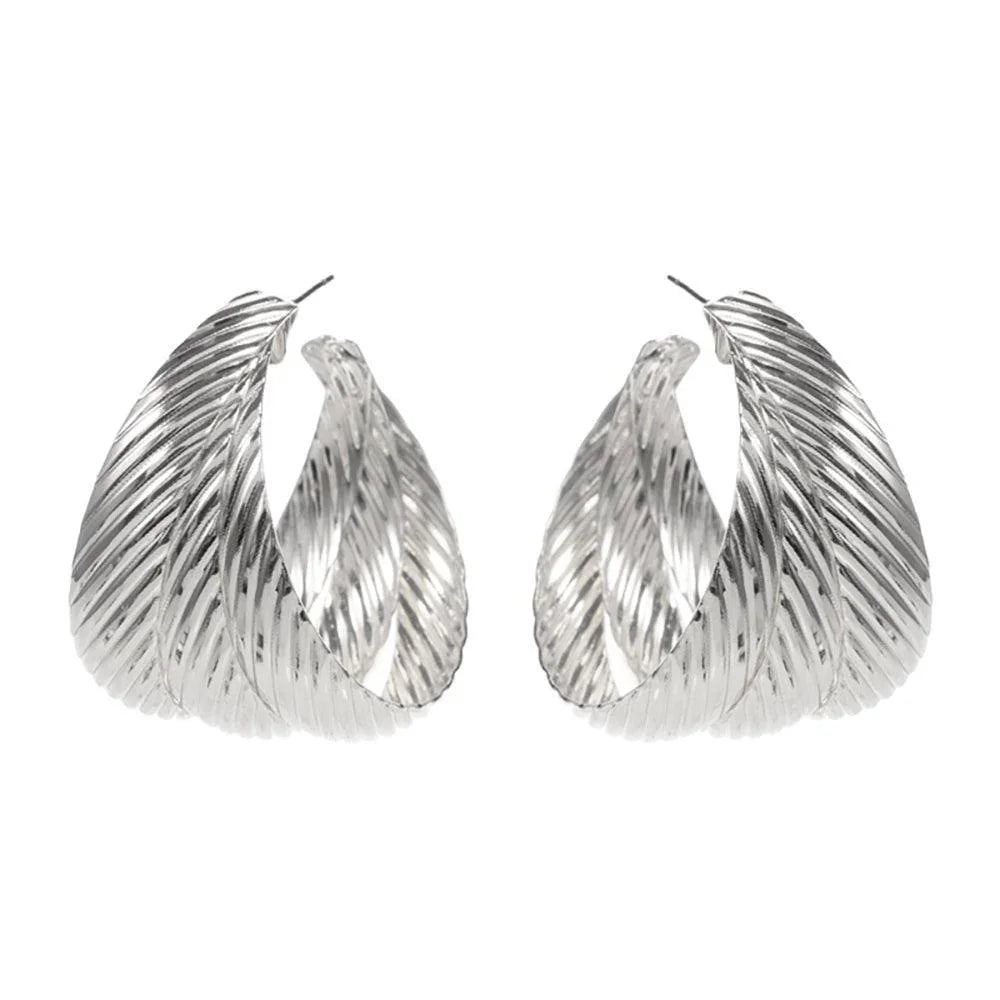 Silver Textured Metal Triple Hoop Earrings - Jewelry Store by Erik Rayo