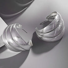 Load image into Gallery viewer, Silver Textured Metal Triple Hoop Earrings
