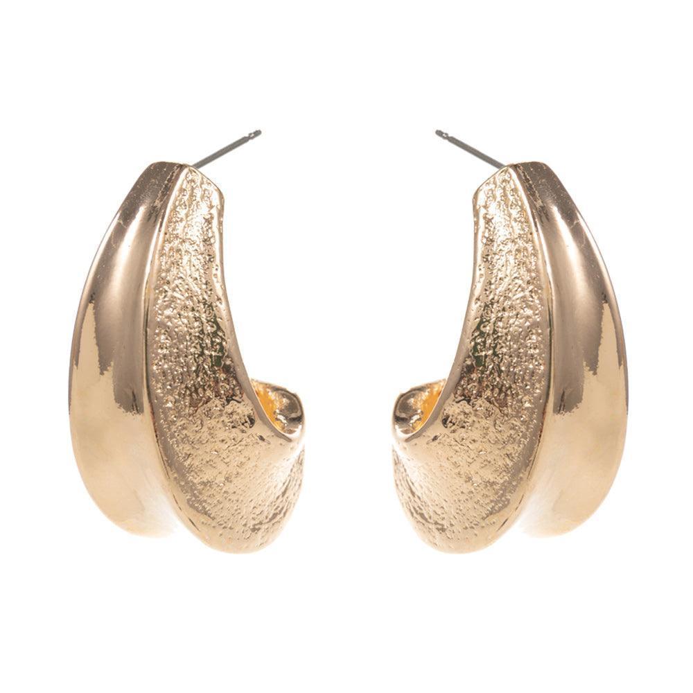 Gold Textured Metal Teardrop Hoop Earrings - Jewelry Store by Erik Rayo