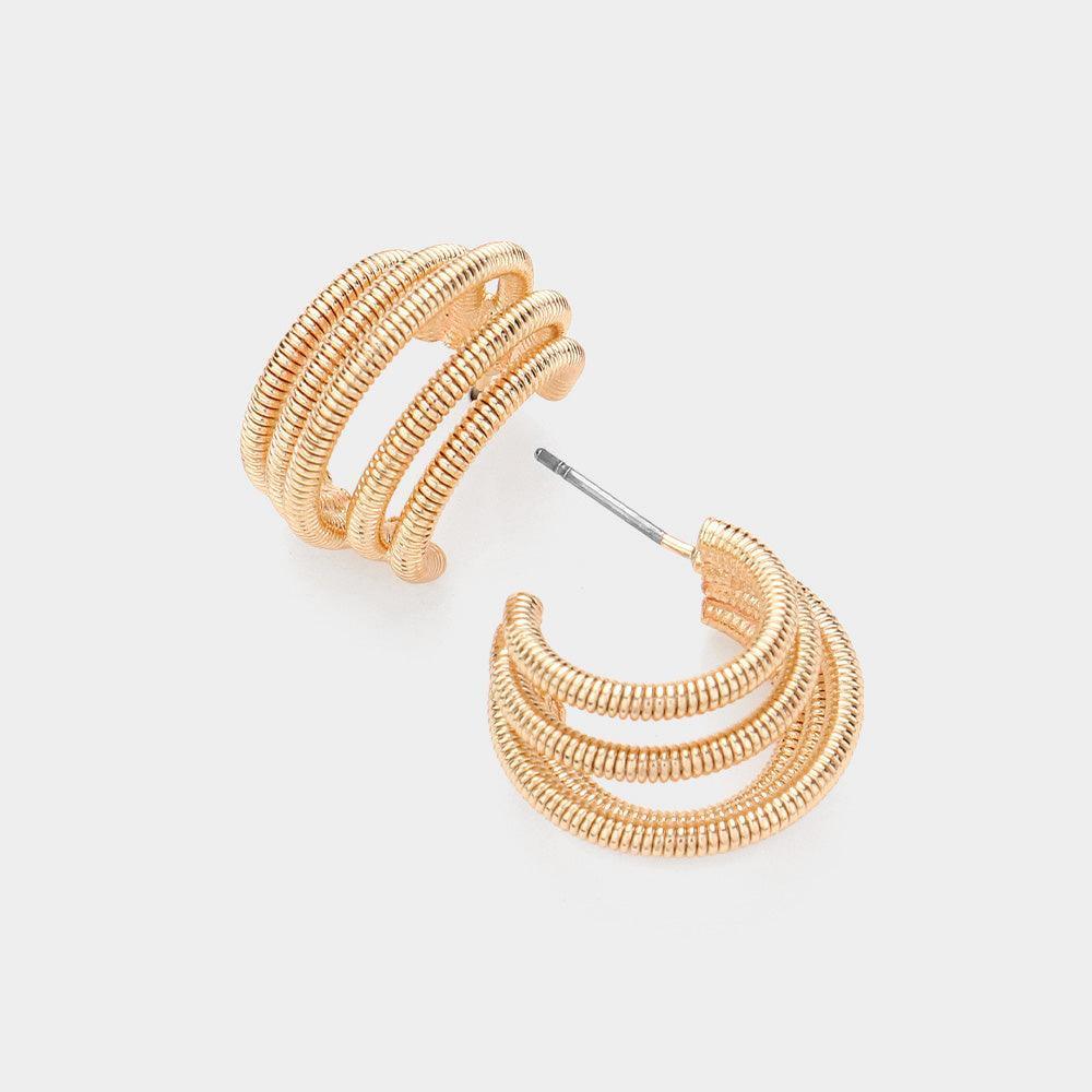Gold Metal Coil Hoop Earrings - Jewelry Store by Erik Rayo