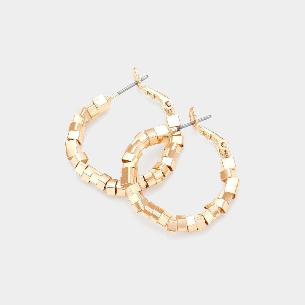 Gold Metal Nugget Hoop Earrings - Jewelry Store by Erik Rayo