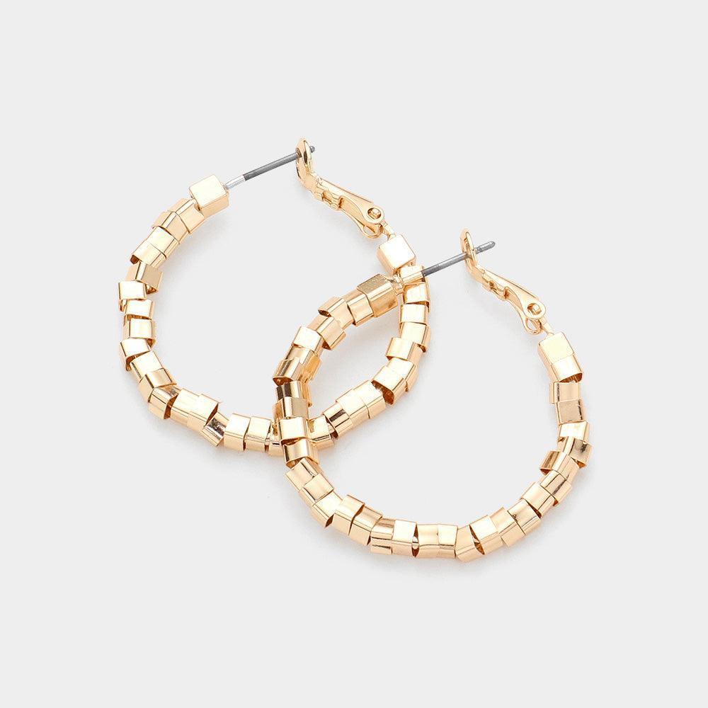 Gold Metal Nugget Hoop Earrings - Jewelry Store by Erik Rayo