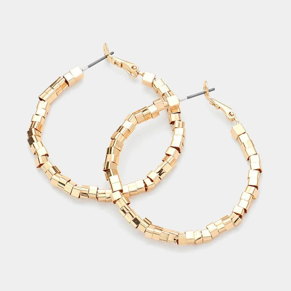 Gold Metal Nugget Hoop Earrings - Jewelry Store by Erik Rayo