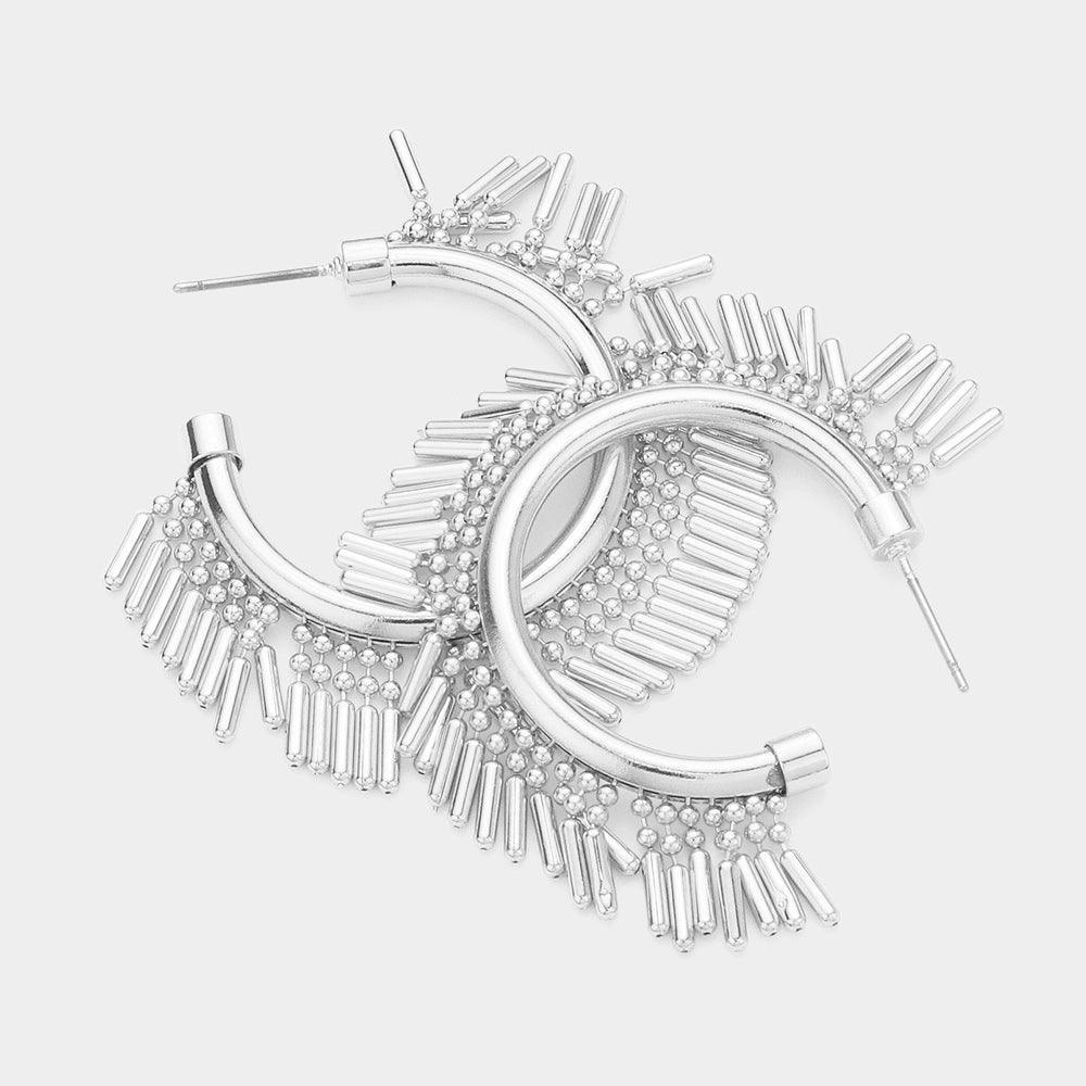 Metal Fringe Hoop Earrings - Jewelry Store by Erik Rayo