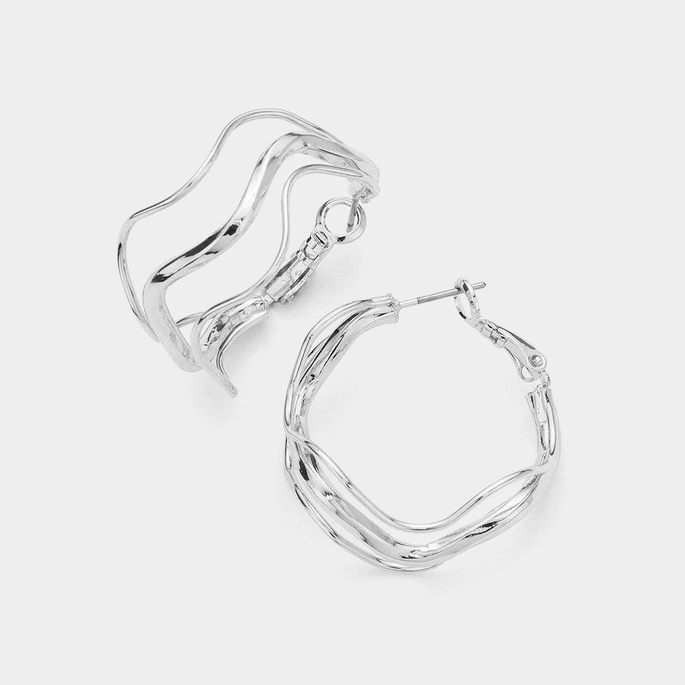 Wavy Metal Split Hoop Earrings - Jewelry Store by Erik Rayo