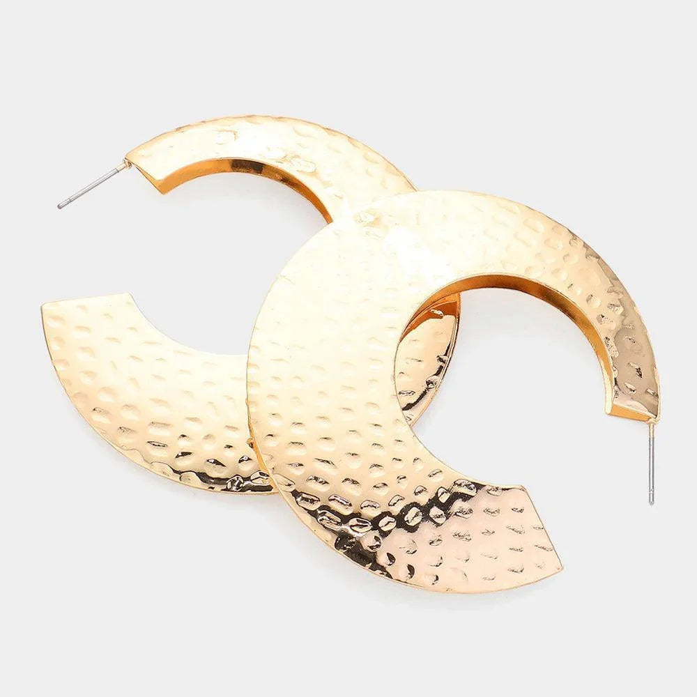 Gold Chunky Textured Metal Hoop Earrings - Jewelry Store by Erik Rayo