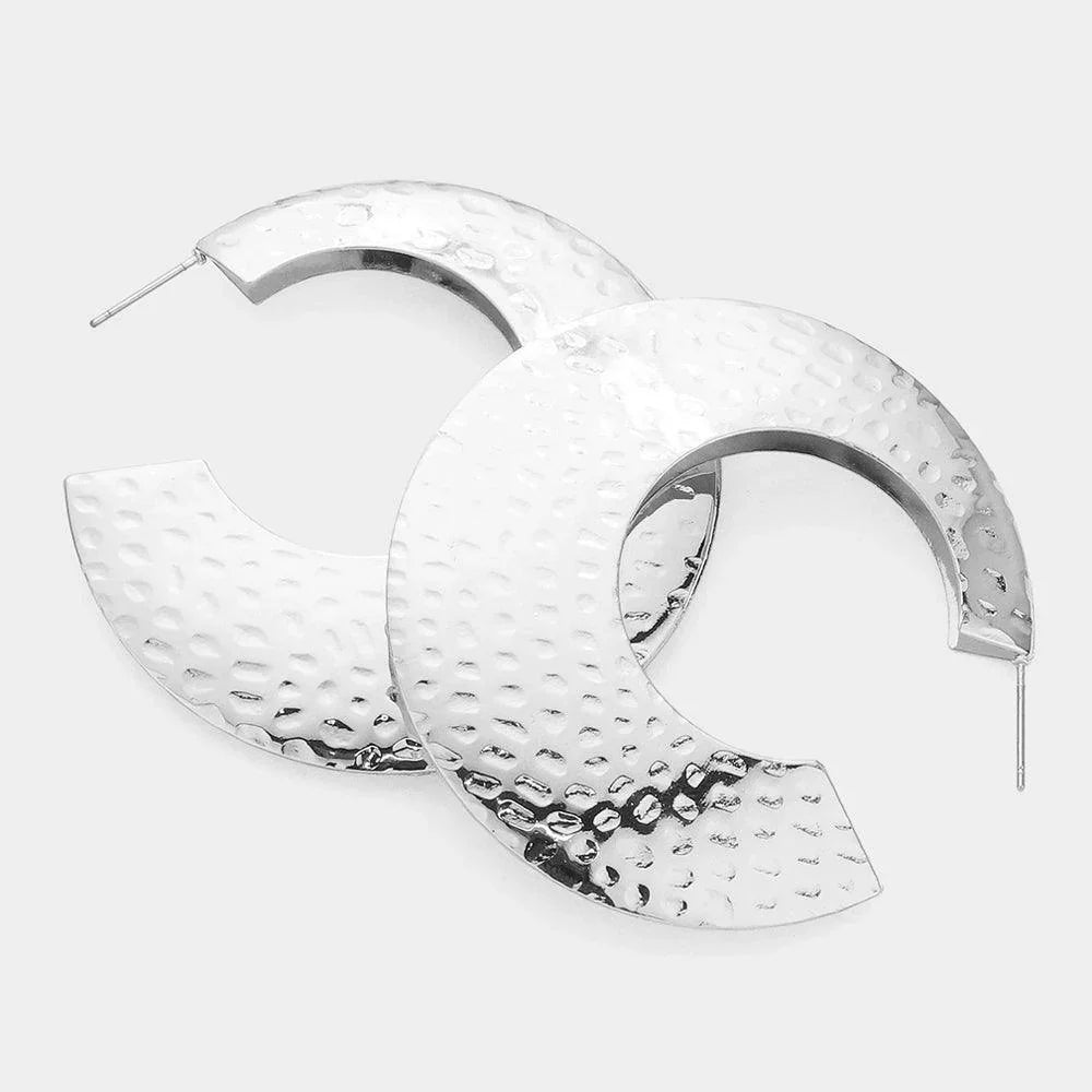 Chunky Textured Metal Hoop Earrings - Jewelry Store by Erik Rayo