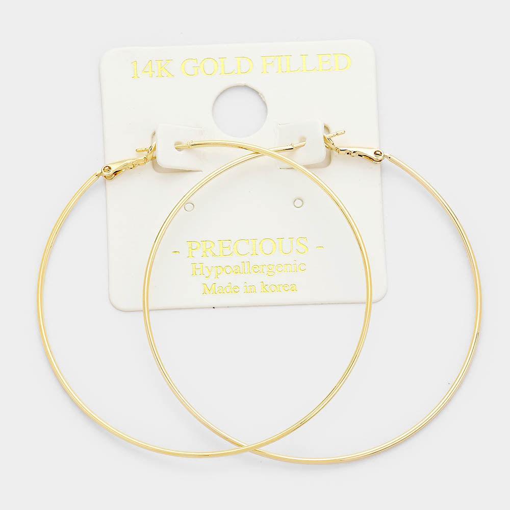 Gold 14K gold filled 6 cm metal Hypoallergenic hoop earrings - Jewelry Store by Erik Rayo