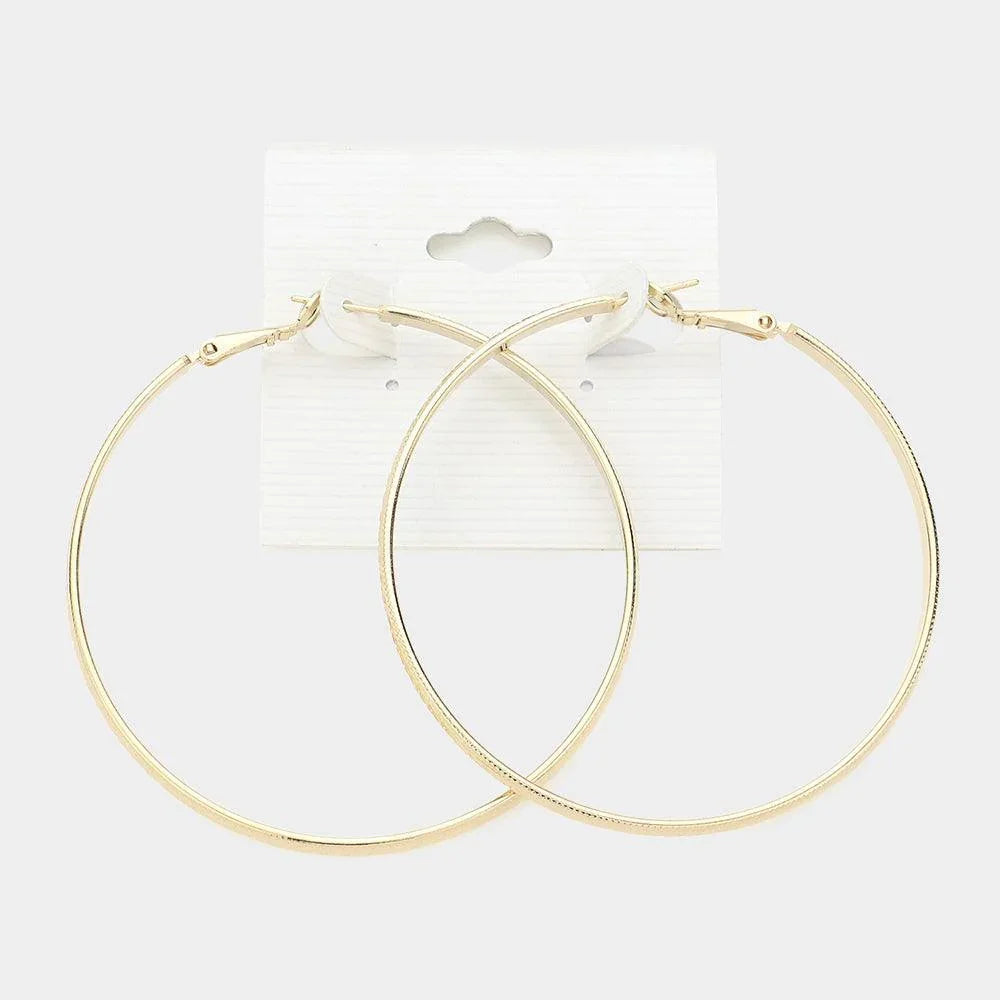 Gold 2.3 Inch Metal Hoop Earrings - Jewelry Store by Erik Rayo