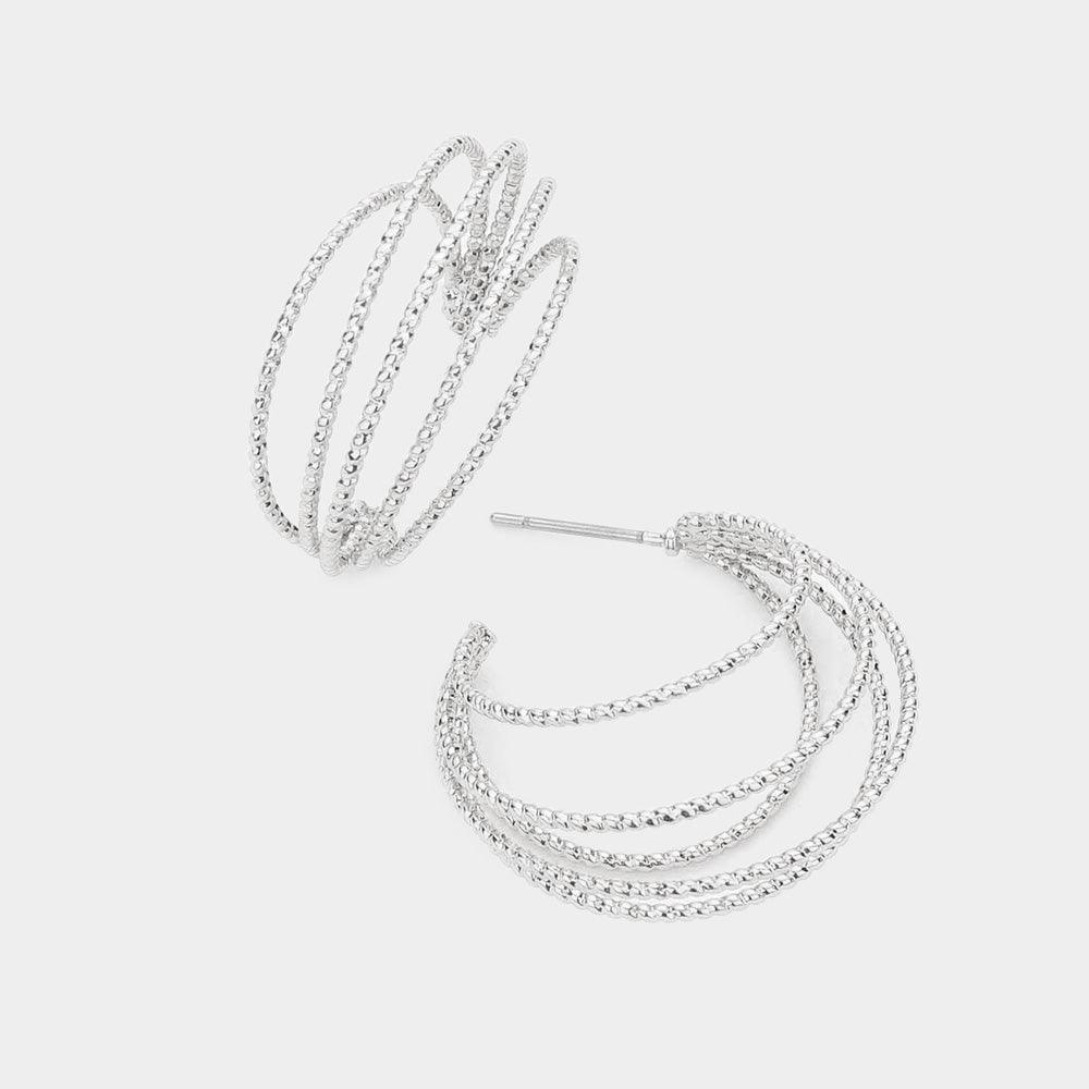 Rope Textured Metal Hoop Earrings - Jewelry Store by Erik Rayo