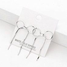 Load image into Gallery viewer, Silver White Gold Dipped Metal Bow Earrings
