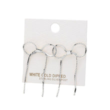 Load image into Gallery viewer, Silver White Gold Dipped Metal Bow Earrings
