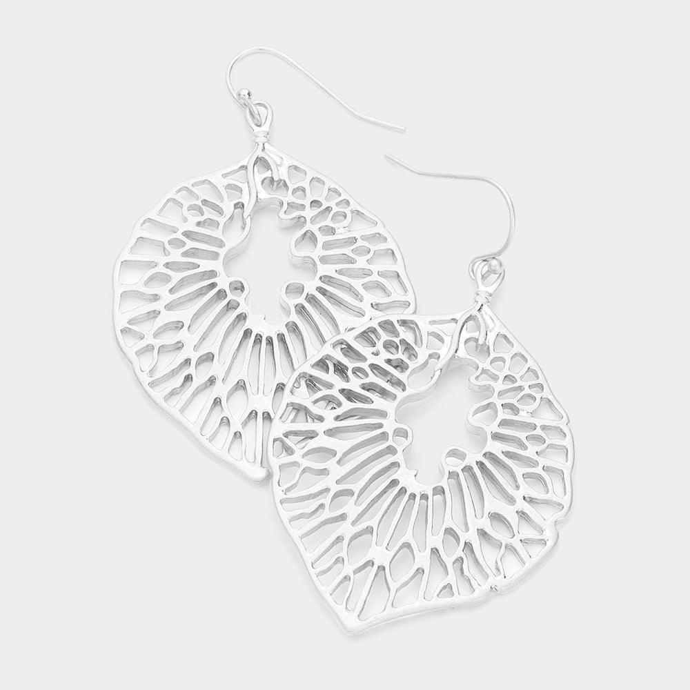 Silver Metal Leaf Dangle Earrings - Jewelry Store by Erik Rayo