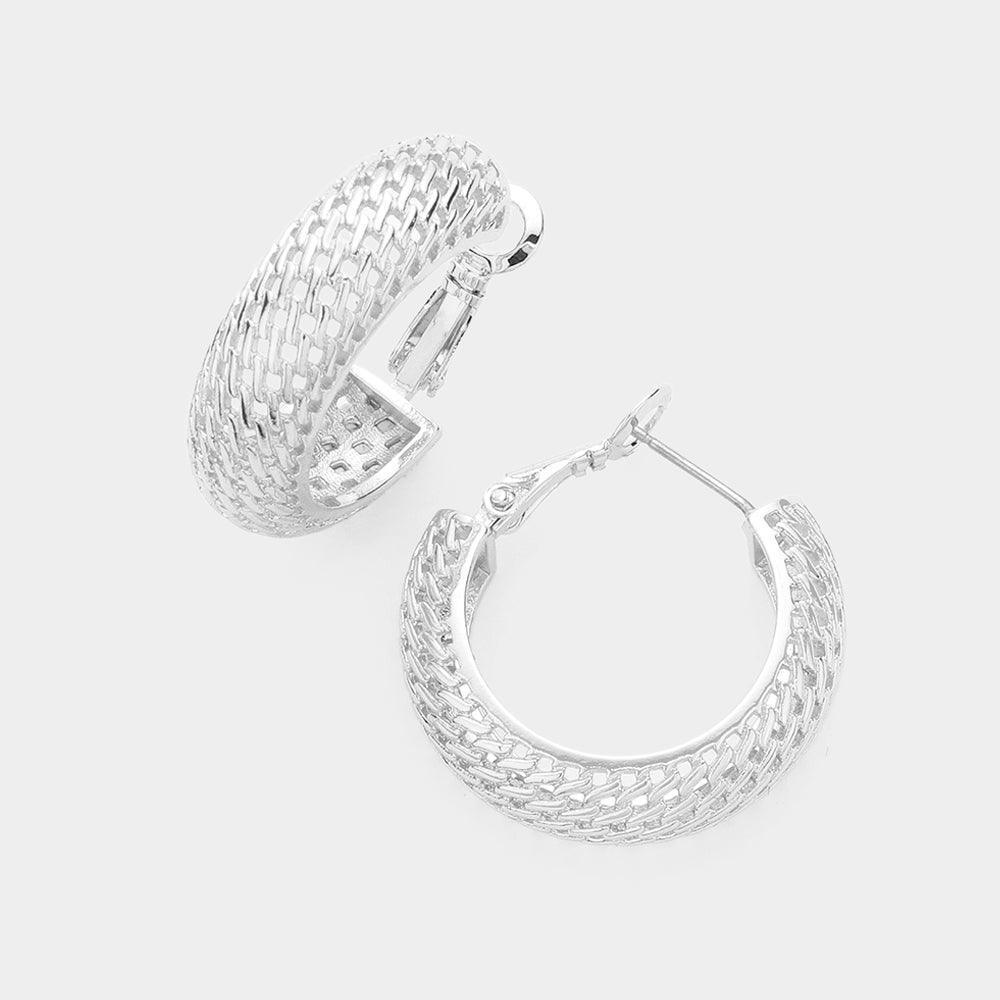 Mesh Metal Hoop Earrings - Jewelry Store by Erik Rayo