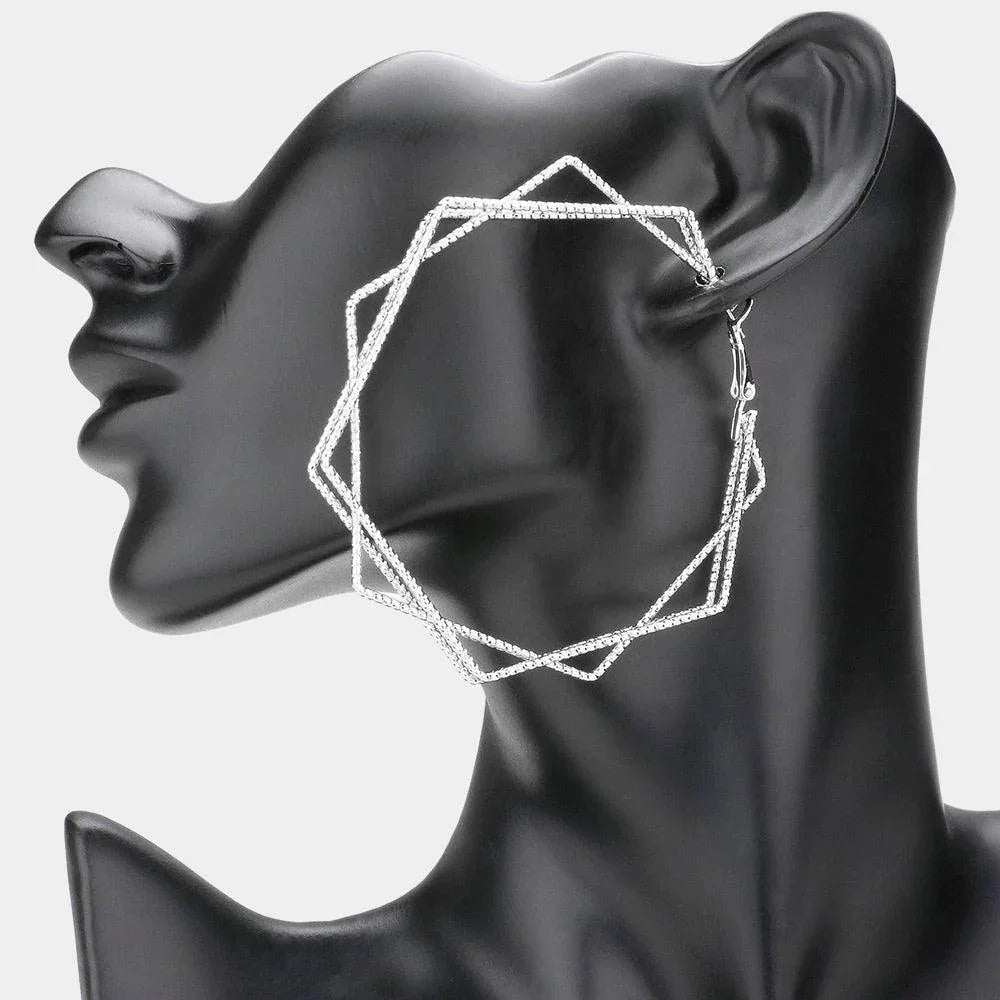 Triple Layered Metal Hexagon Hoop Earrings - Jewelry Store by Erik Rayo