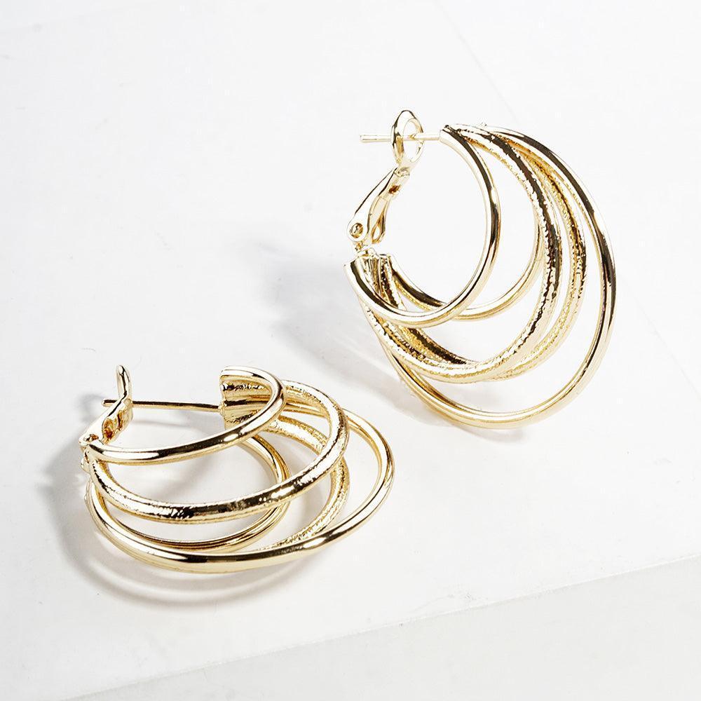 Silver Gold Dipped Split 3D Metal Hoop Earrings - Jewelry Store by Erik Rayo