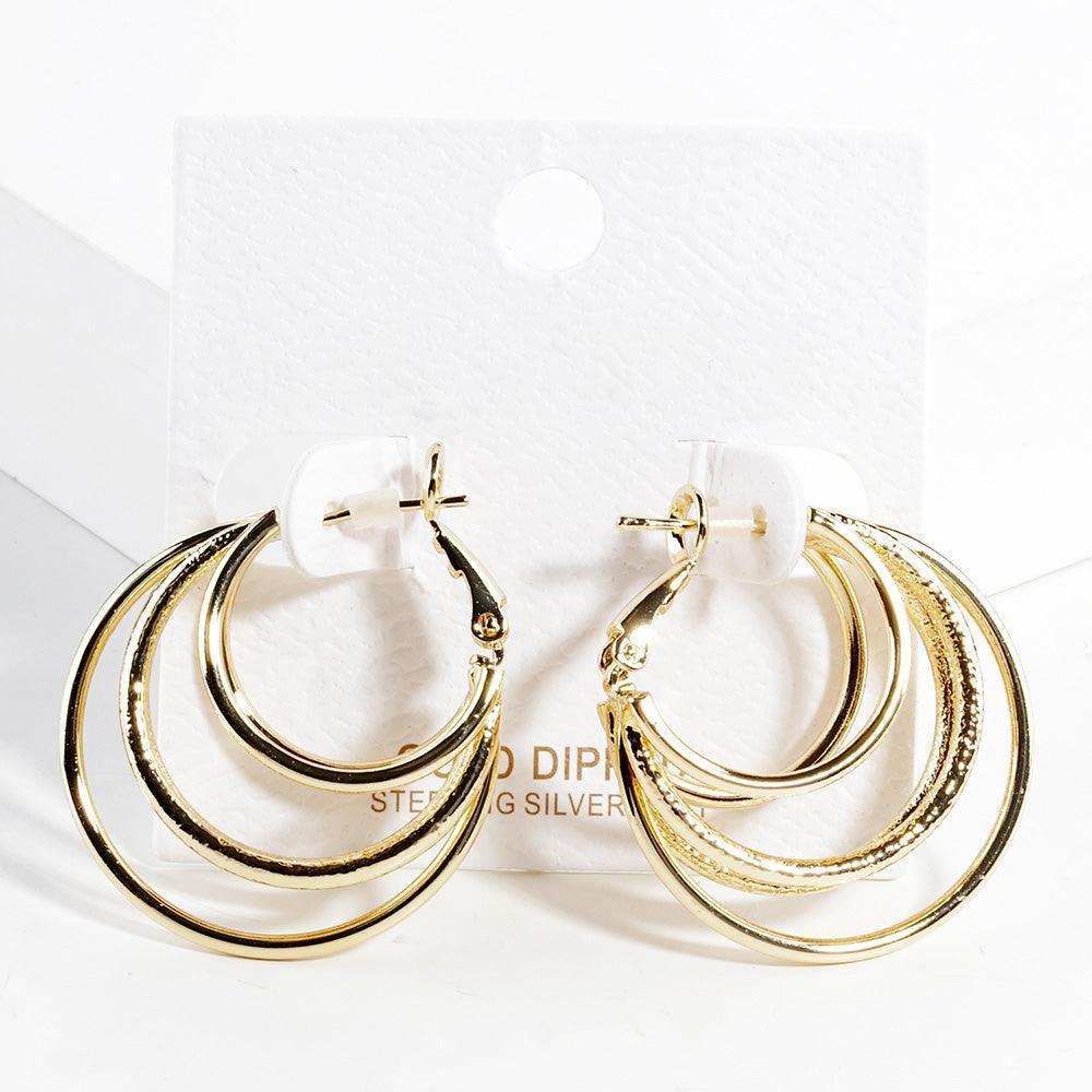Silver Gold Dipped Split 3D Metal Hoop Earrings - Jewelry Store by Erik Rayo