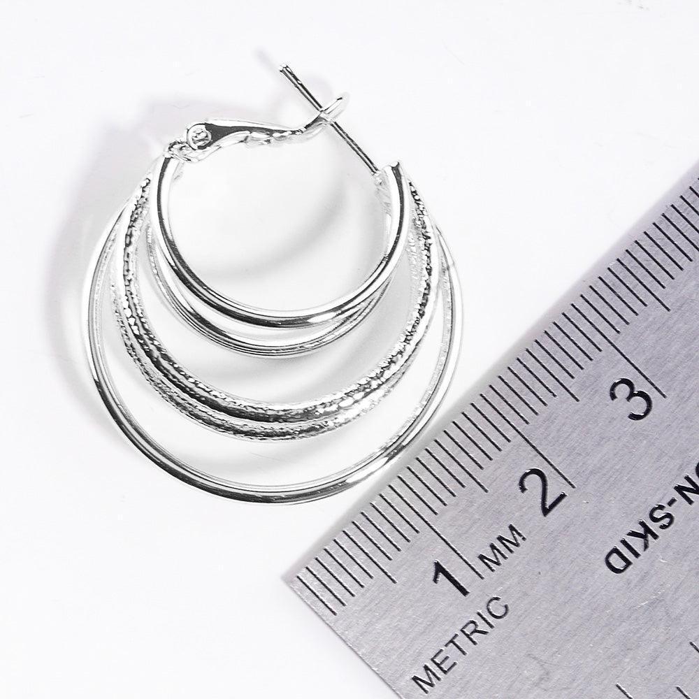 Silver White Gold Dipped Split 3D Metal Hoop Earrings - Jewelry Store by Erik Rayo
