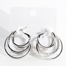 Load image into Gallery viewer, Silver White Gold Dipped Split 3D Metal Hoop Earrings
