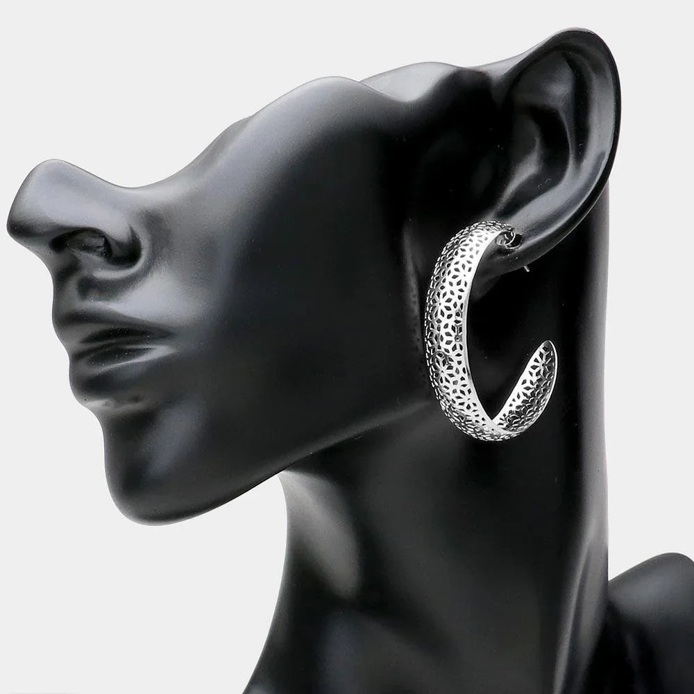 Cut Out Metal Half Hoop Earrings - Jewelry Store by Erik Rayo