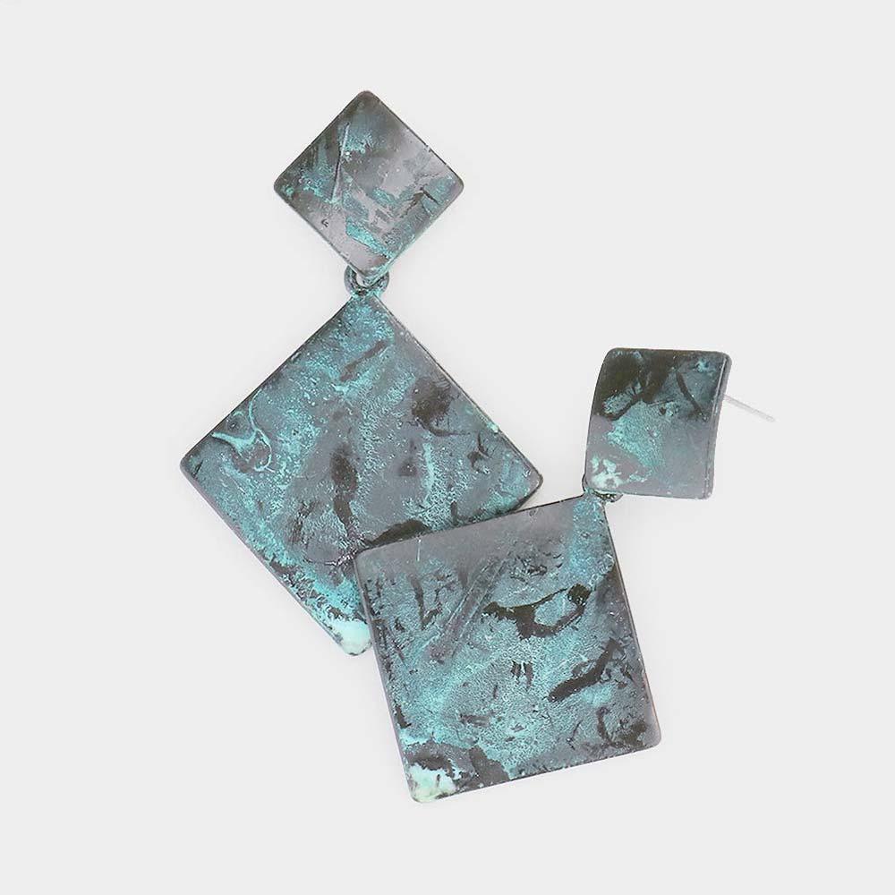 Double Metal Square Link Dangle Earrings - Jewelry Store by Erik Rayo