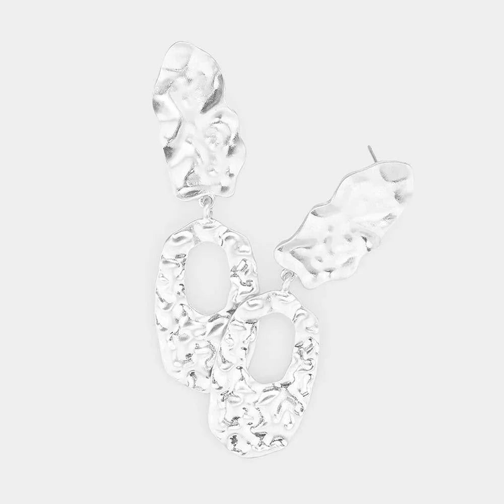 Silver Abstract Hammered Metal Earrings - Jewelry Store by Erik Rayo