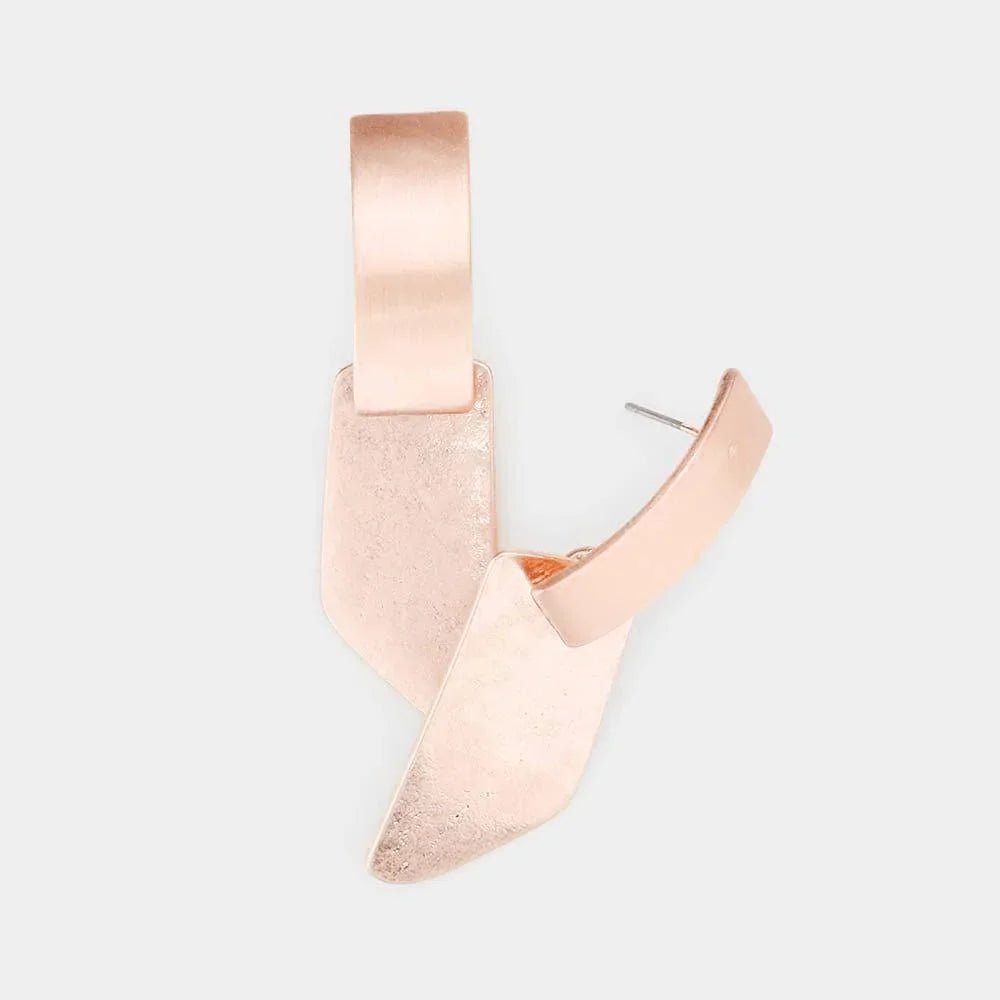 Rose Gold Abstract Metal Earrings - Jewelry Store by Erik Rayo