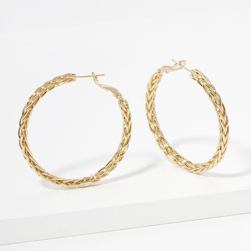 Gold Gold Dipped Braided Metal Hoop Earrings - Jewelry Store by Erik Rayo